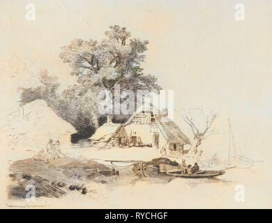 Agriturismo waterfront, Remigius Adrianus Haanen, c. 1827 - 1879 Foto Stock