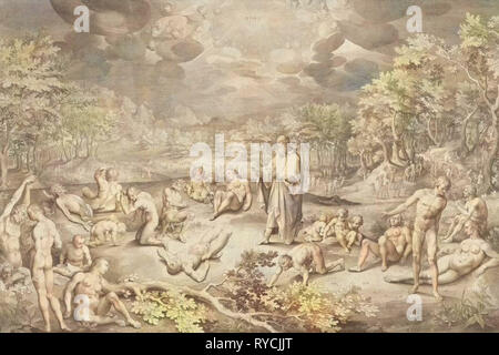 La visione di Ezechiele in tutta la valle di ossa, Nicolaes De Bruyn, 1606 Foto Stock