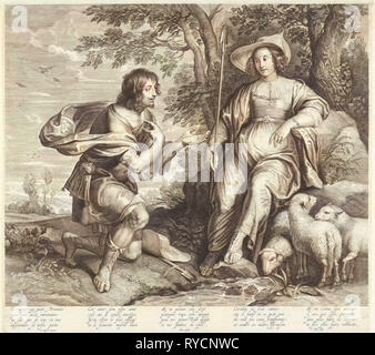 Coridon e Sylvia, Jacob Neefs, 1620 - 1680 Foto Stock