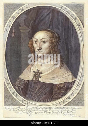 Ritratto di Catherine Charlotta, contessa di Palatina Palatinate-Neuburg, Theodor Matham, c. 1635 - 1653 Foto Stock