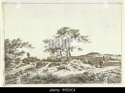 Paesaggio con cavaliere e pedonale, Hermanus Fock, 1781 - 1822 Foto Stock