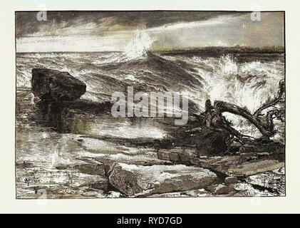 Niagara District, Rapids sopra le cascate, Canada, diciannovesimo secolo incisione Foto Stock