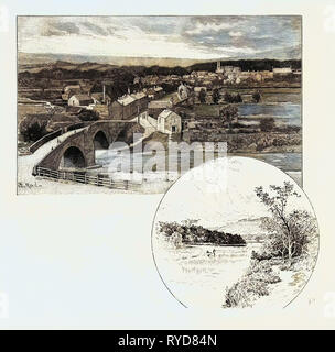 Wolsingham (sinistra), Harperly (a destra), UK. Wolsingham è una piccola città mercato in Weardale, County Durham, Inghilterra. È situato lungo il fiume usura, tra l'uncino e Stanhope nel nord ovest di Durham Foto Stock