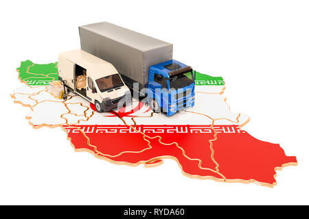 Spese di spedizione e tempi di consegna in Iran, rendering 3D isolati su sfondo bianco Foto Stock