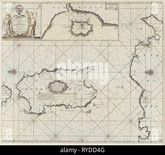 Diagramma del mare della Sardegna e parte della costa del Nord Africa, anonimo, Johannes Van Keulen (MI), sconosciuto, 1682 - 1803 Foto Stock