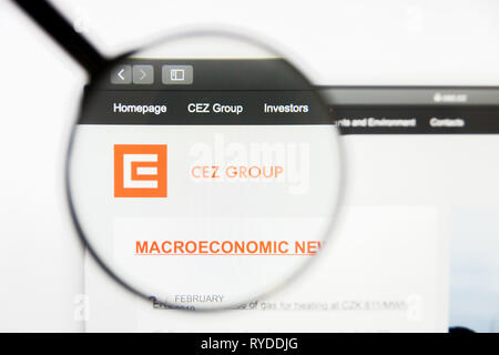 Los Angeles, California, Stati Uniti d'America - 12 Marzo 2019: Editoriale illustrativa, CEZ Group homepage del sito. CEZ Group logo visibile sullo schermo Foto Stock