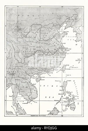 Mappa di Cina e alcuni dei paesi limitrofi Foto Stock