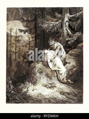 La sepoltura di Atala, da Gustave Dore, 1832 - 1883, francese. Incisione per Atala da Chateaubriand. 1870, arte, artista, romanticismo, Colore, incisione a colori Foto Stock