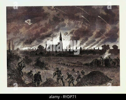 Guerra franco-prussiana: Strasburgo un incendio durante la notte il bombardamento del 25 agosto 1870 Foto Stock