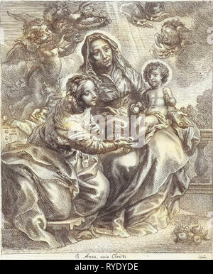 La Vergine con il Bambino e Sant'Anna, Remoldus Eynhoudts, Cornelis Schut I, Cornelis Galle, 1626-1678 Foto Stock