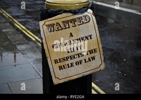 Londra, Regno Unito. Xii Marzo 2019. Manifestazioni di protesta sia a favore che contro Brexit continuano ad avvenire su College Green al di fuori del Parlamento britannico a Londra. Foto Stock