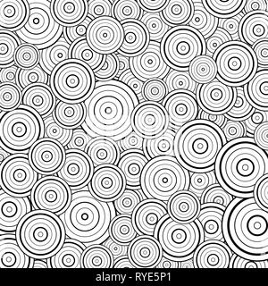 Abstract di nero cerchio linea design pattern decorazione dello sfondo. È possibile utilizzare per astrazione artwork, Stampa elemento di design, coperchio. illustrazione Illustrazione Vettoriale