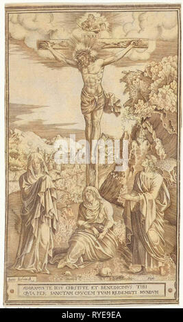 Cristo sulla croce affiancata da Maria e Giovanni, Philippe de Soye, 1548 - 1572 Foto Stock