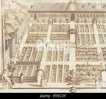 Hortus Botanicus di Leiden University, Paesi Bassi, Willem Isaacsz. van Swanenburg, Claes Jansz. Visscher (II), 1610 Foto Stock