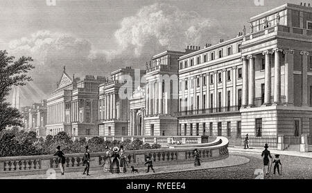 Cumberland terrazza, Regent's Park, Londra, Regno Unito, illustrazione di Th. H. Pastore, 1826 Foto Stock