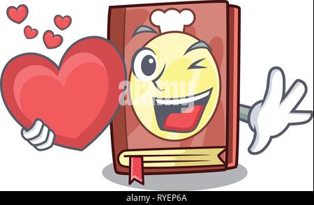 Con cuore ricettario nella forma di cartoni animati Illustrazione Vettoriale