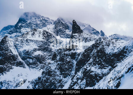 Montagne Paesaggio invernale. Monti Tatra in Polonia retro vintage toni. Foto Stock