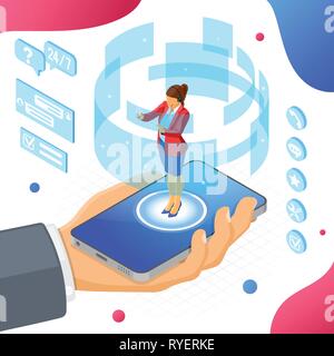 Isometrica, Assistenza clienti online Illustrazione Vettoriale