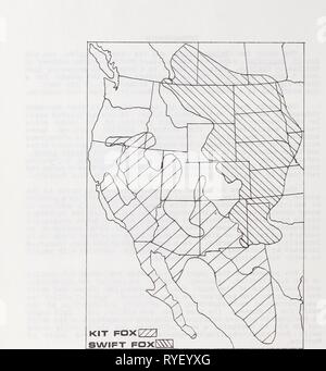 Un ecologico e revisione tassonomica della swift volpe (Vulpes vulpes velox) con speciale riferimento alla Montana ecologicaltaxono1991fauno Anno: 1991 figura 1. Gamma storica della swift e kit volpi. 2 Foto Stock