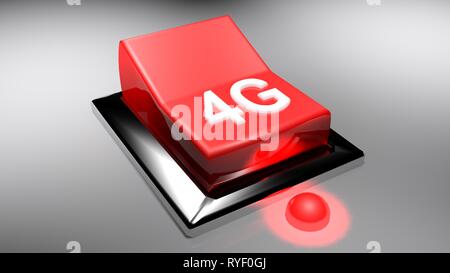 Red 4G interruttore in posizione ON - 3D rendering immagine Foto Stock