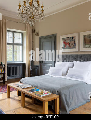 "Edwardian camera da letto in Hotel Schloss Unterleinleiter in Baviera, Germania' Foto Stock