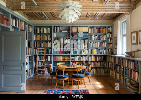 "Libreria rivestita sala da pranzo in Schloss Unterleinleiter in Baviera, Germania' Foto Stock