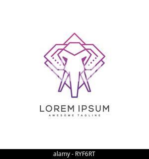 Linea di elefante concetto arte illustrazione vettoriale modello di progettazione. Adatto per industria creativa, Multimedia, intrattenimento, educative, Shop, e qualsiasi ri Illustrazione Vettoriale