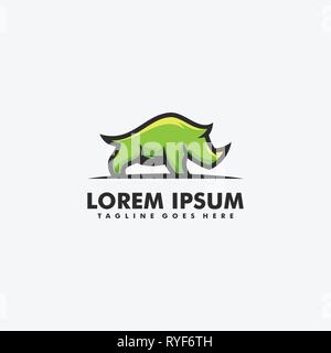 Concetto di Rhino illustrazione vettoriale modello di progettazione. Adatto per industria creativa, Multimedia, intrattenimento, educative, Shop, e di qualsiasi relativo busine Illustrazione Vettoriale