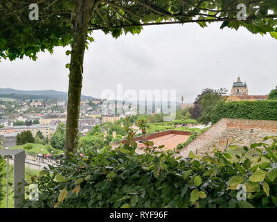 Vista panoramica di Melk Abbazia Benedettina Stift monastero valle di Wachau Foto Stock