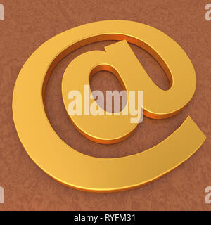 Oro simbolo della posta elettronica con 3D Render illustrazione Foto Stock