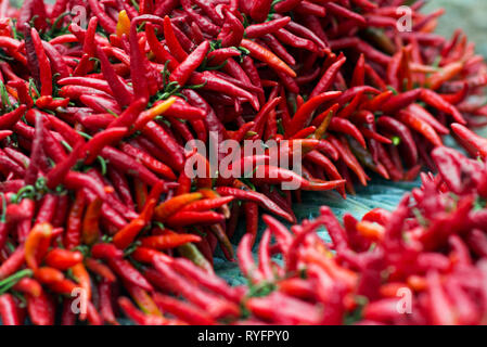 Peperoncino rosso a street market alimentare di Sapa, Vietnam Foto Stock