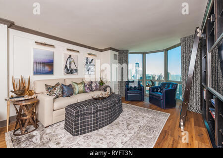 Interno del condominio designer nel quartiere Streeterville Foto Stock