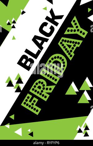 Il foglio illustrativo per la pubblicità. verde shopping poster venerdì nero. Sconto giorno moderno e alla moda flyer. Illustrazione Vettoriale