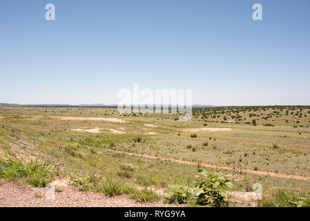 Route 66 in direzione ovest da Santa Rosa, Nuovo Messico a Winslow, Arizona. Foto Stock