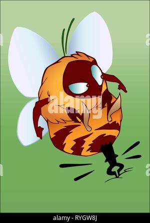 Illustrazione Vettoriale cartoon funny bumblebee sticking sting Illustrazione Vettoriale