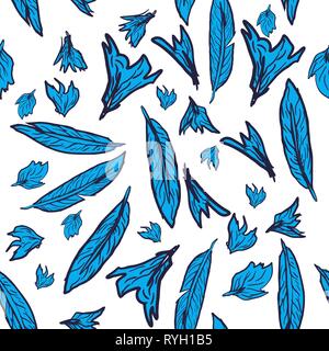 Vector seamless pattern con disegnati a mano piume Illustrazione Vettoriale