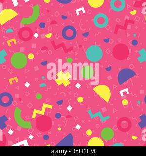 Vettore di geometria astratta seamless pattern 90s vibe Illustrazione Vettoriale