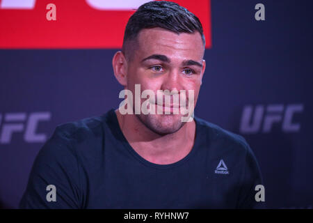 Londra, Regno Unito. Xiv Mar, 2019. UFC middleweight, Jack Marshman prende le domande dal media Credito: Dan Cooke/Alamy Live News Foto Stock