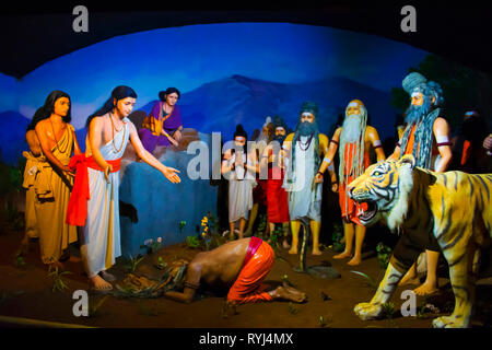 Changdev Maharaj offrendo preghiere a Saint Dnyaneshwar, Hadshi tempio, Sant Darshan Museum, vicino tikona Vadgoan Maval, Distretto di Pune, Maharashtra, Ind Foto Stock