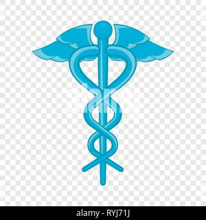 Caduceo medical icona di simbolo, stile cartoon Illustrazione Vettoriale