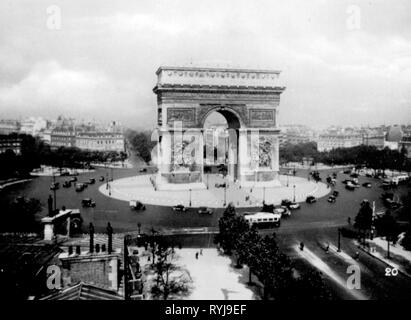 Geografia / viaggi, Francia, Parigi, quadrato, Place d'Etoile con Arc de Triomphe, 1940s, Additional-Rights-Clearance-Info-Not-Available Foto Stock