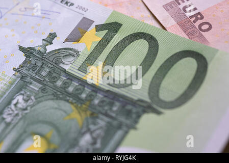 Valuta euro cent di euro bill Foto Stock