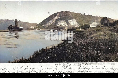 Piroscafi di Germania, Elba a Meißen, Bosel Geotop, piloni in Sassonia, 1898, Meißen, Bosel Foto Stock