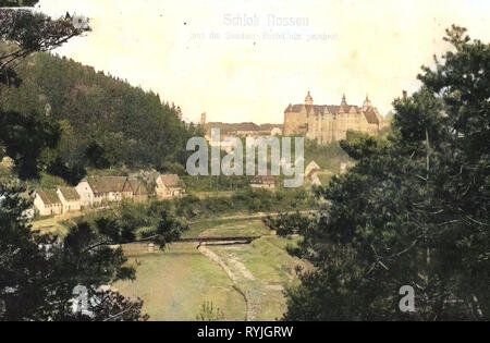 Schloss Nossen, ponti nel Landkreis Meißen, edifici in Nossen, Freiberger Mulde in Nossen, 1898, Landkreis Meißen, Nossen, Schloß von der seminario, Bastei gesehen, Germania Foto Stock