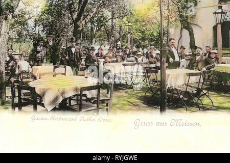 Ristoranti nel Landkreis Meißen, giardini della birra in Sassonia, 1898, Meißen, Garten, Ristorante Rotes Haus, Germania Foto Stock