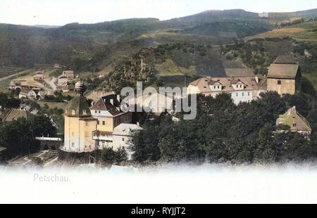 Bečov nad Teplou Castello, 1899, Regione di Karlovy Vary, Petschau, Blick nach Petschau, Repubblica Ceca Foto Stock