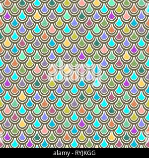 Multicolor squame di pesce seamless pattern, ornamento grafico, ornamento zoomorfi, rainbow illustrazione, sfondo vettoriale. Colorato brillante rotondo scale Illustrazione Vettoriale