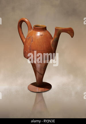 Terra cotta Hittita becher laterale a forma di brocca insufflata - 1700 BC a 1500BC - Kültepe Kanesh - Museo della Civiltà anatolica, Ankara, Turchia, ancora Foto Stock