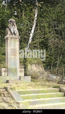 Pastýřská stěna, monumenti e testimonianze di persone nella Repubblica ceca, monumenti e memoriali di Friedrich Ludwig Jahn, 1911, Ústí nad Labem Regione, Bodenbach, Jahndenkmal an der Schäferwand Foto Stock