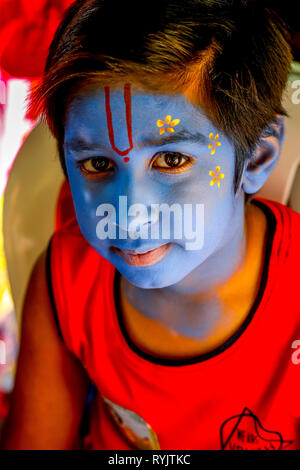 Il make-up a Janmashtami festival indù, Watford, Regno Unito Foto Stock